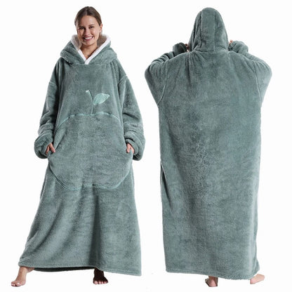 Oversized Plush Fleece Hoodie Blanket With Hood And Pockets 4