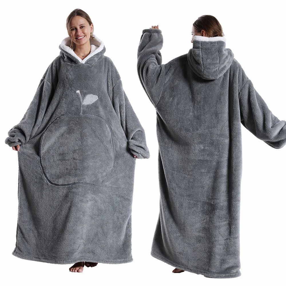 Oversized Plush Fleece Hoodie Blanket With Hood And Pockets 5