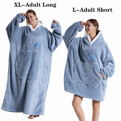 Oversized Plush Fleece Hoodie Blanket With Hood And Pockets 6