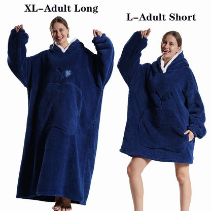 Oversized Plush Fleece Hoodie Blanket With Hood And Pockets 13