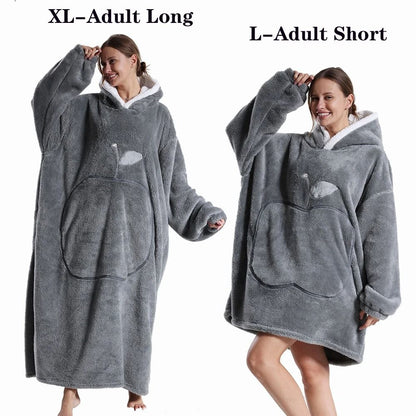 Oversized Plush Fleece Hoodie Blanket With Hood And Pockets 15