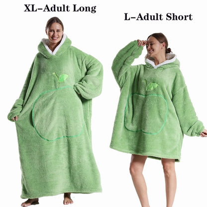 Oversized Plush Fleece Hoodie Blanket With Hood And Pockets 8