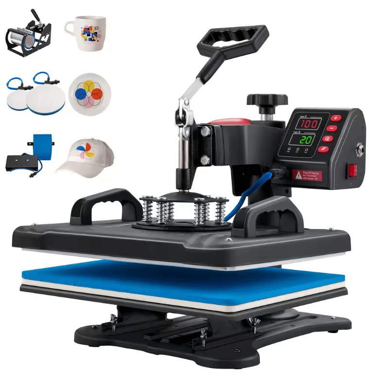 5 in 1 Heat Press Machine 12x15 Clamshell Sublimation Printer with Digital Temperature Control