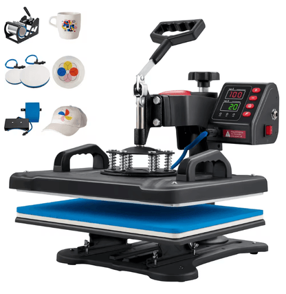 5 in 1 Heat Press Machine 12x15 Clamshell Sublimation Printer with Digital Temperature Control