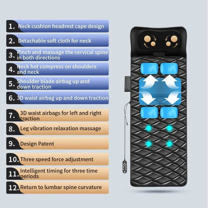 Full Body Heated Vibration Massage Mat With Airbag Traction And Remote Control 6