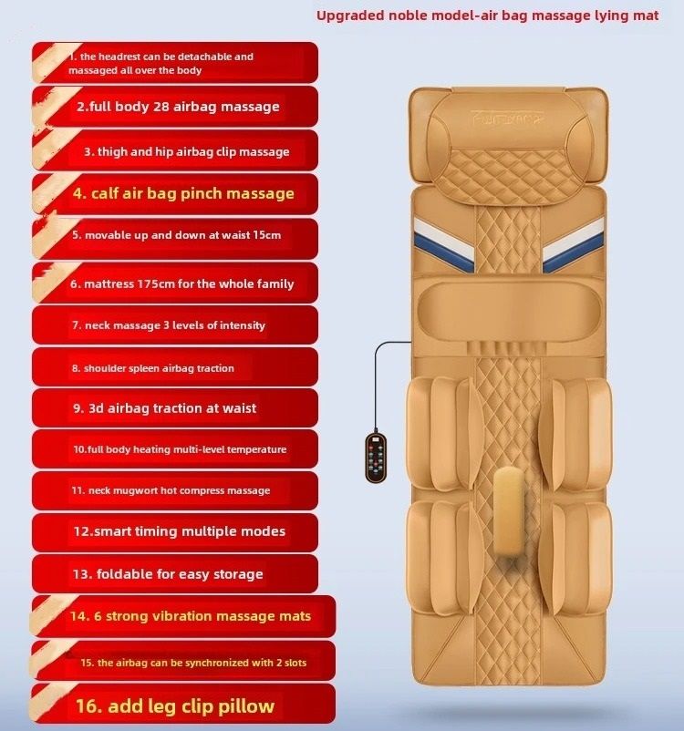 Full Body Heated Vibration Massage Mat With Airbag Traction And Remote Control 8