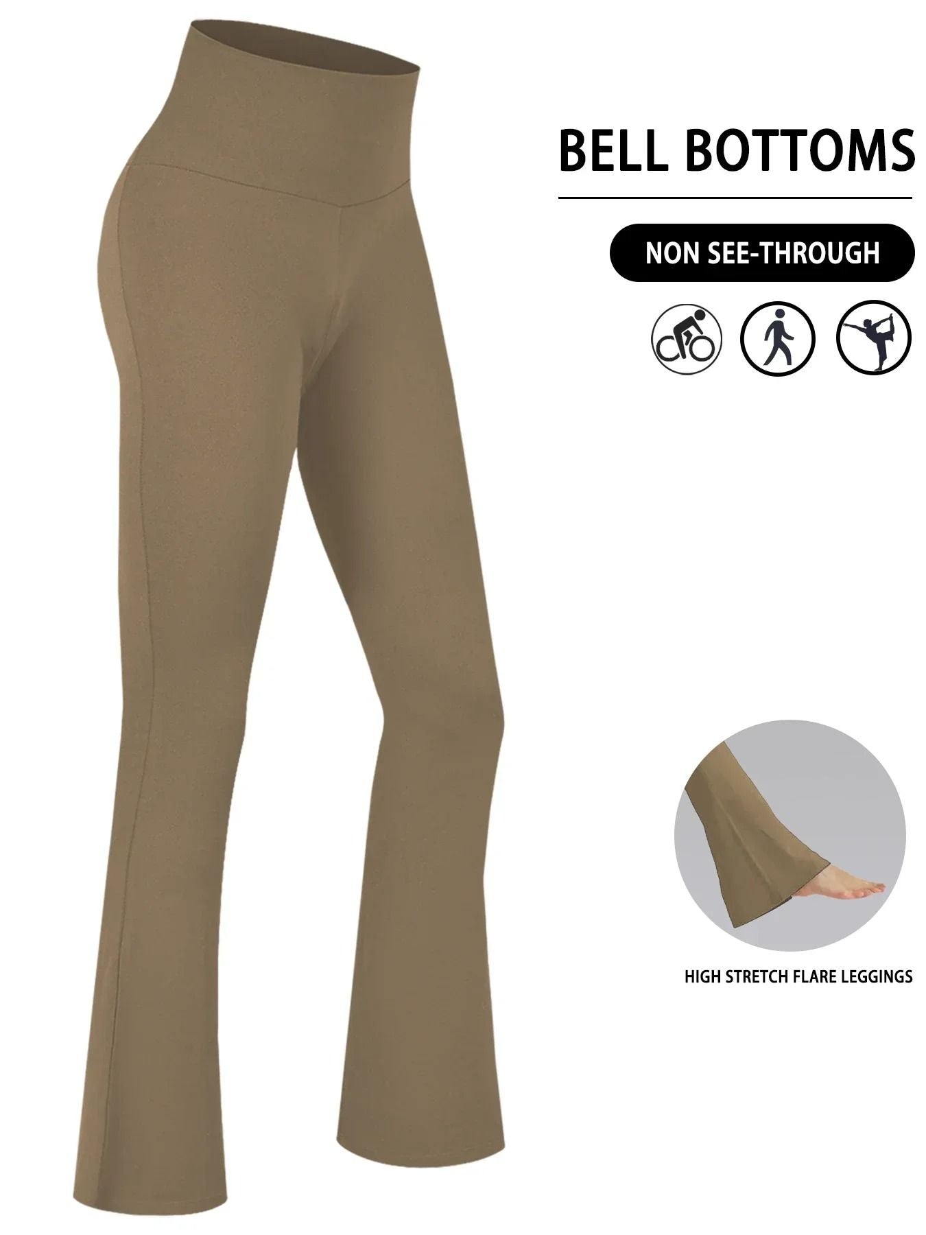Plus Size Super Soft High Waisted Flare Leggings Tummy Control Bell Bottoms 5