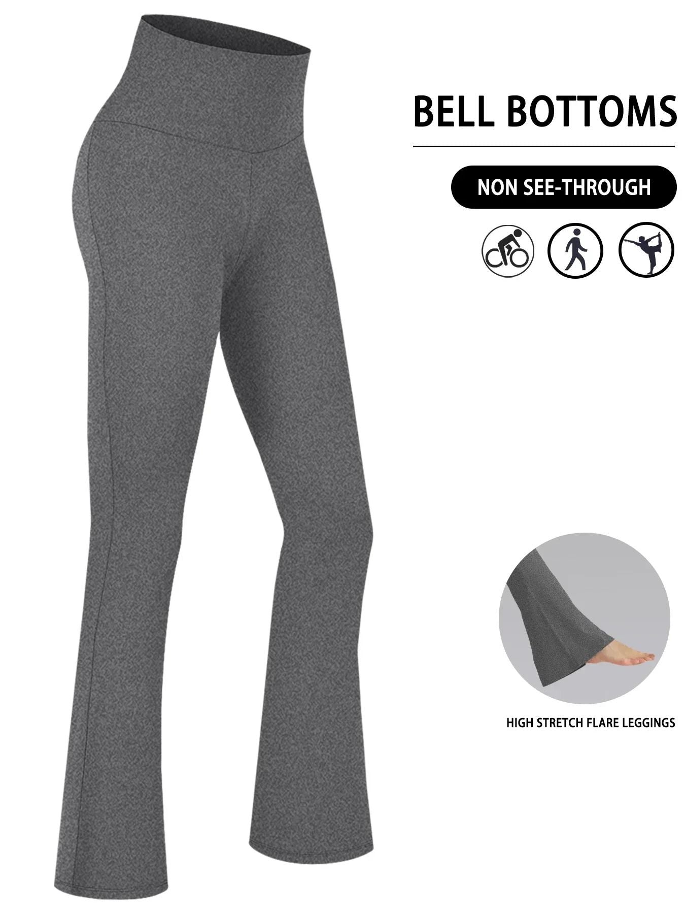 Plus Size Super Soft High Waisted Flare Leggings Tummy Control Bell Bottoms 7