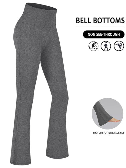 Plus Size Super Soft High Waisted Flare Leggings Tummy Control Bell Bottoms 7