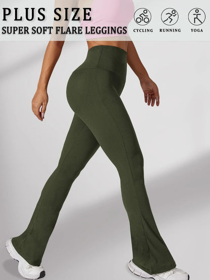 Plus Size Super Soft High Waisted Flare Leggings Tummy Control Bell Bottoms 8