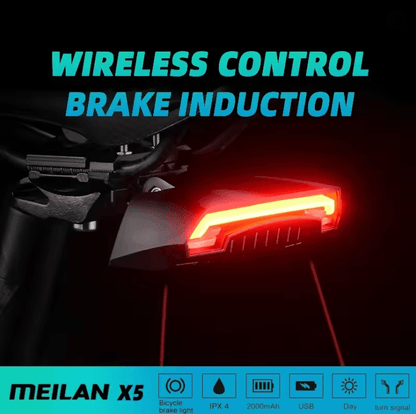 Wireless Bike Rear Light Smart Brake USB Rechargeable with Remote Turn Signals