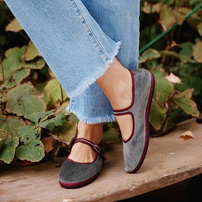 Women Velvet Cloth Ballet Flats Mary Jane Style Round Toe Loafers