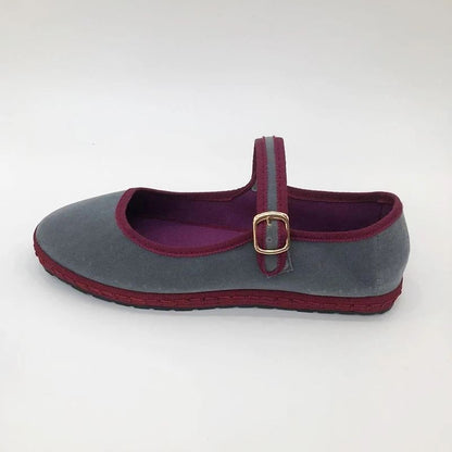 Women Velvet Cloth Ballet Flats Mary Jane Style Round Toe Loafers 5