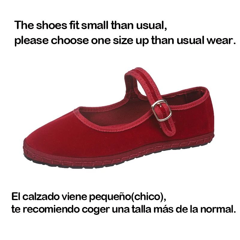 Women Velvet Cloth Ballet Flats Mary Jane Style Round Toe Loafers 12
