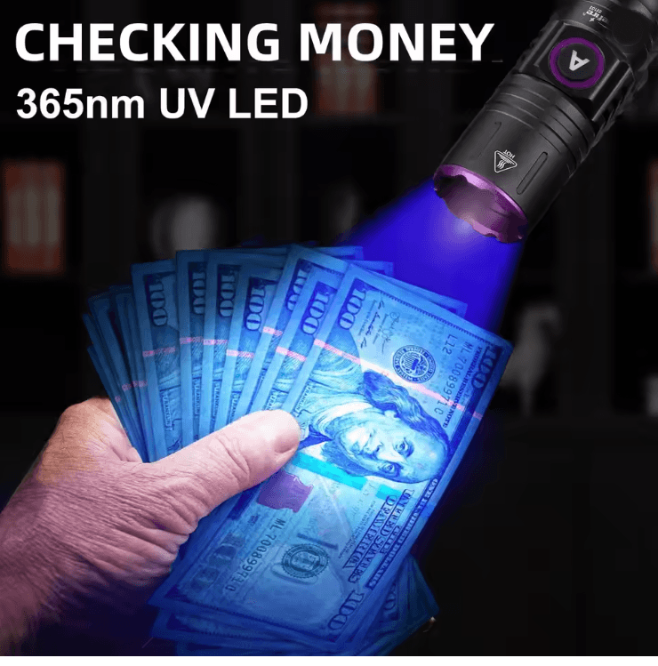 15W UV Blacklight Flashlight 365nm USB Rechargeable For Pet Stains Money And Mineral Detection 2