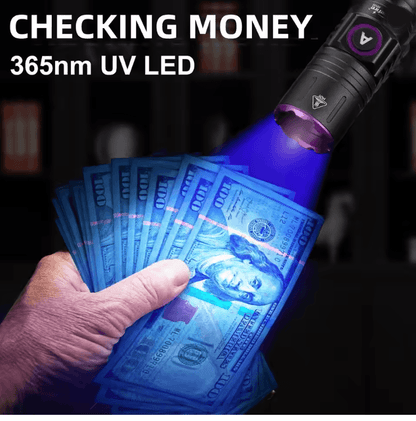 15W UV Blacklight Flashlight 365nm USB Rechargeable For Pet Stains Money And Mineral Detection 2