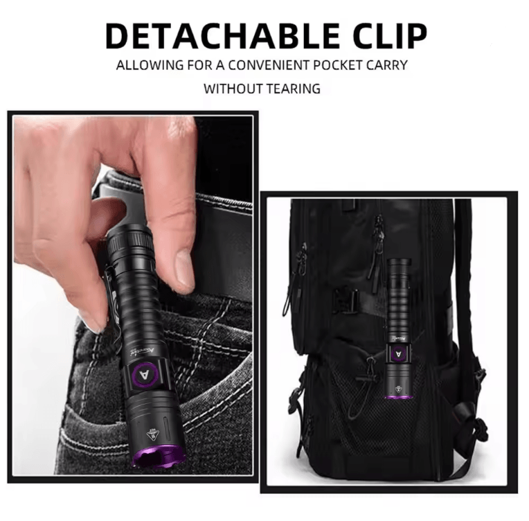 15W UV Blacklight Flashlight 365nm USB Rechargeable For Pet Stains Money And Mineral Detection 3