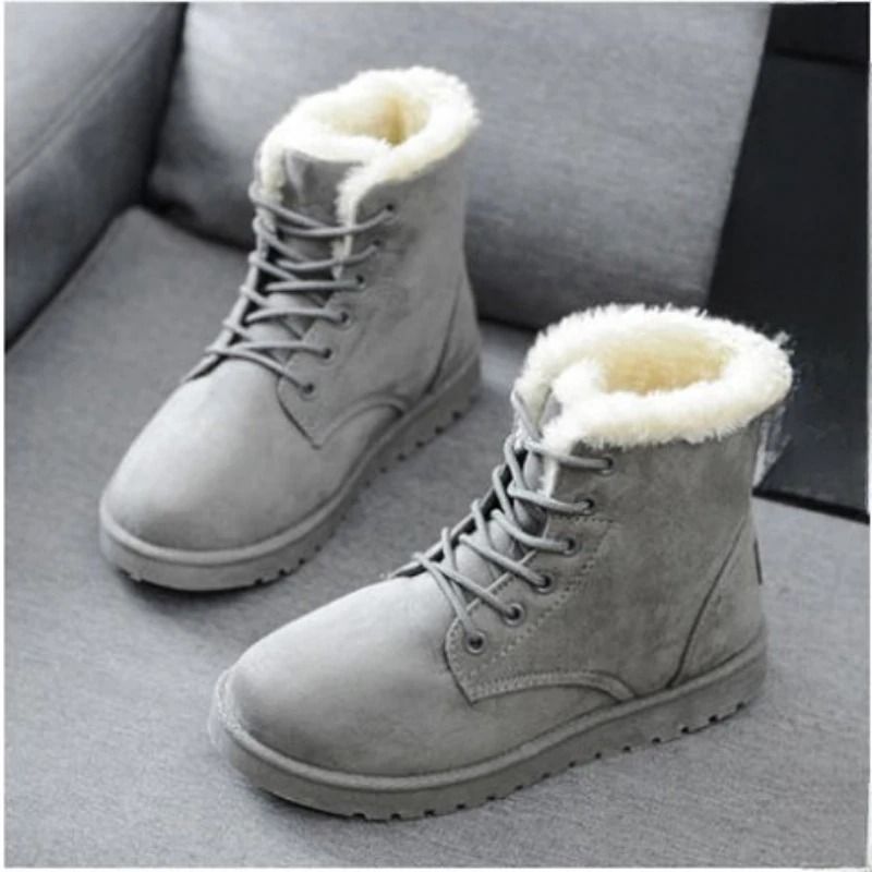 Womens Plush Velvet Winter Boots Cozy Round Toe Casual Footwear