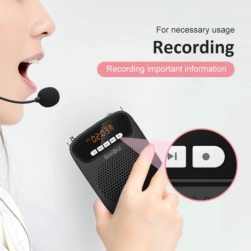 SHIDU 15W Portable Voice Amplifier with Wired Microphone, Bluetooth Speaker & FM Radio