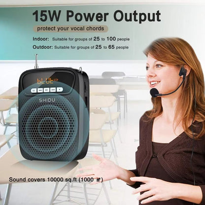 SHIDU 15W Portable Voice Amplifier With Wired Microphone Bluetooth Speaker  FM Radio 1