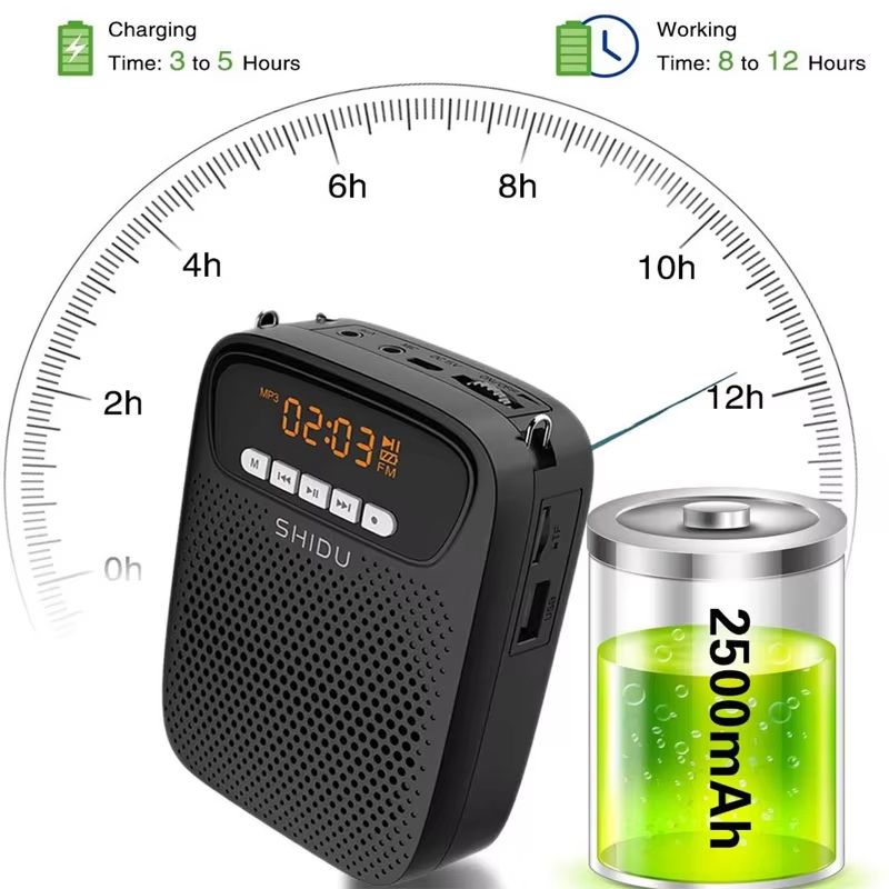 SHIDU 15W Portable Voice Amplifier With Wired Microphone Bluetooth Speaker  FM Radio 3