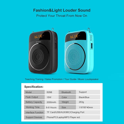 SHIDU 15W Portable Voice Amplifier With Wired Microphone Bluetooth Speaker  FM Radio 5
