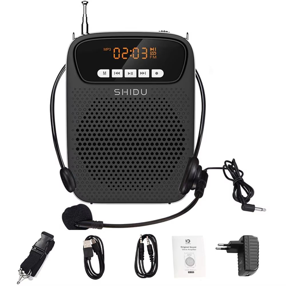 SHIDU 15W Portable Voice Amplifier With Wired Microphone Bluetooth Speaker  FM Radio 7