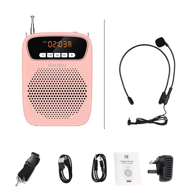 SHIDU 15W Portable Voice Amplifier With Wired Microphone Bluetooth Speaker  FM Radio 9