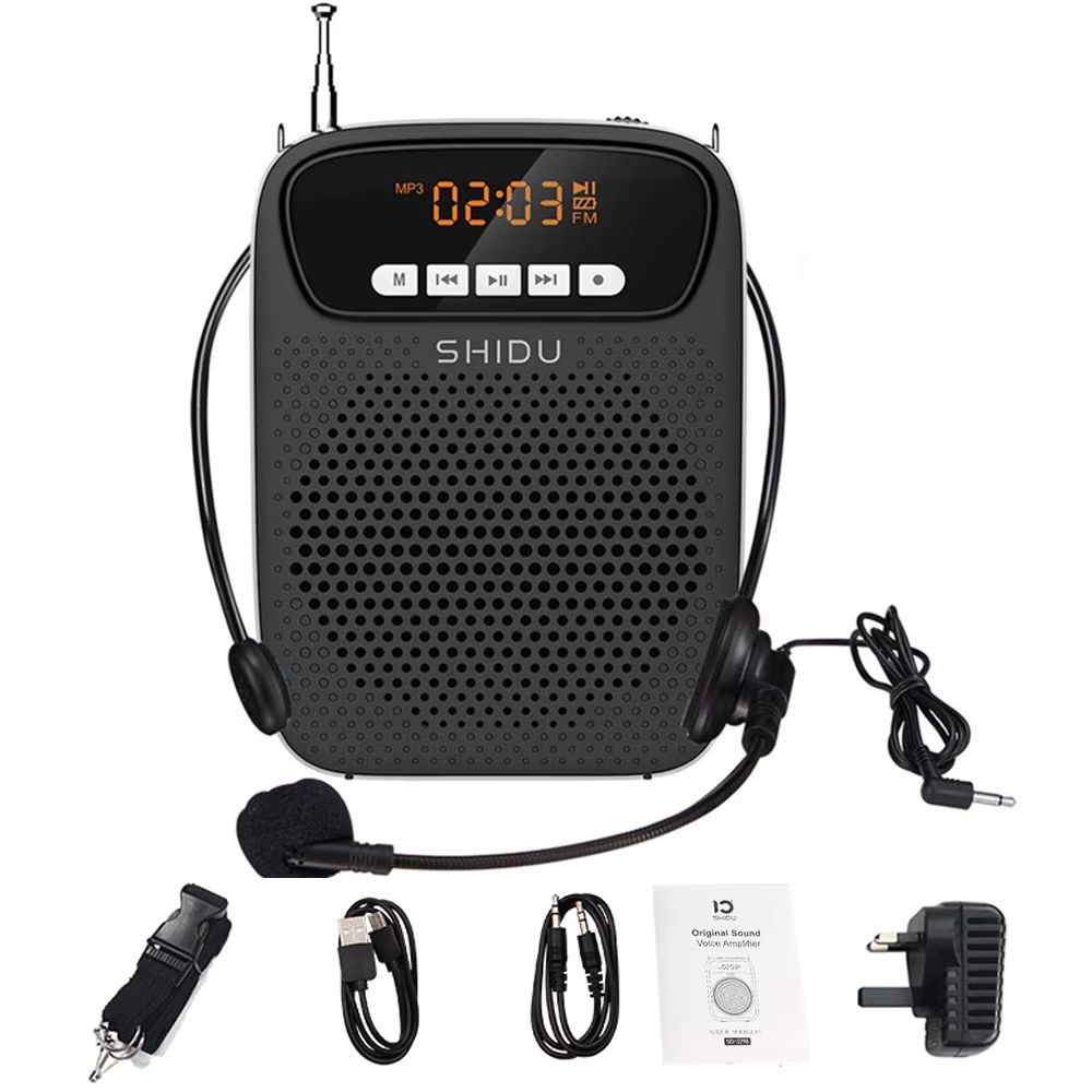 SHIDU 15W Portable Voice Amplifier With Wired Microphone Bluetooth Speaker  FM Radio 10
