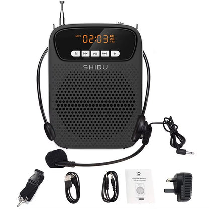 SHIDU 15W Portable Voice Amplifier With Wired Microphone Bluetooth Speaker  FM Radio 10