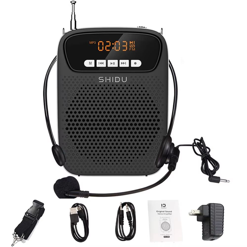 SHIDU 15W Portable Voice Amplifier With Wired Microphone Bluetooth Speaker  FM Radio 12