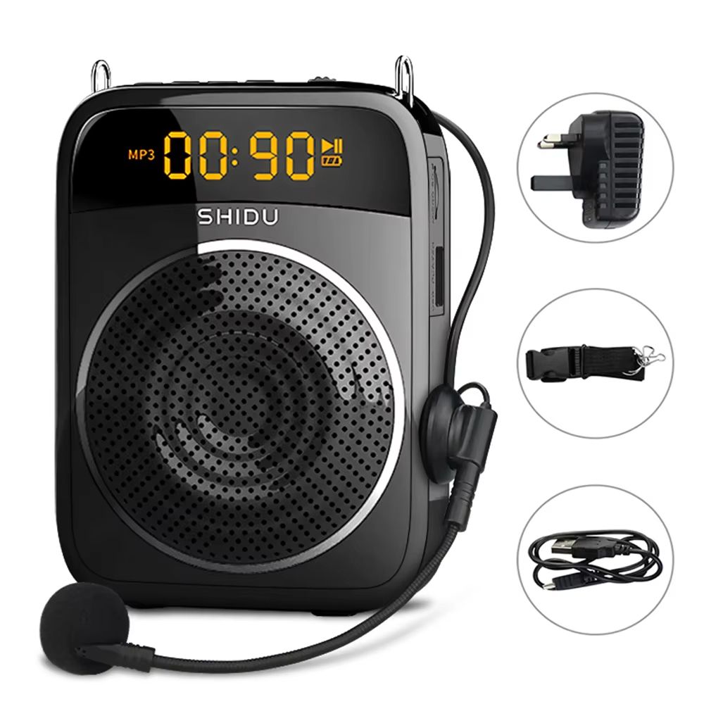 SHIDU 15W Portable Voice Amplifier With Wired Microphone Bluetooth Speaker  FM Radio 13