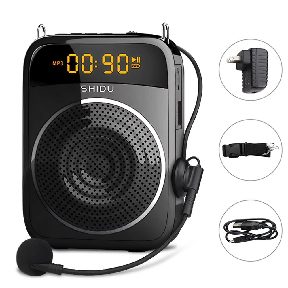 SHIDU 15W Portable Voice Amplifier With Wired Microphone Bluetooth Speaker  FM Radio 14