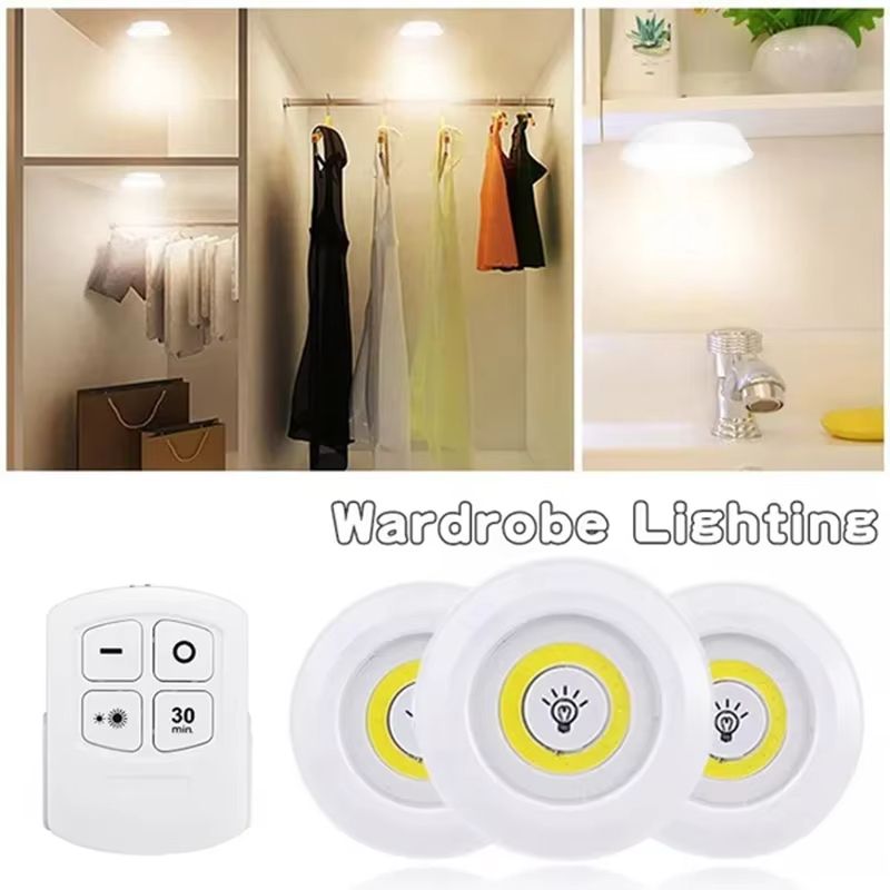 Dimmable LED Under Cabinet Lights with Remote – Battery Operated Closet & Wardrobe Lighting
