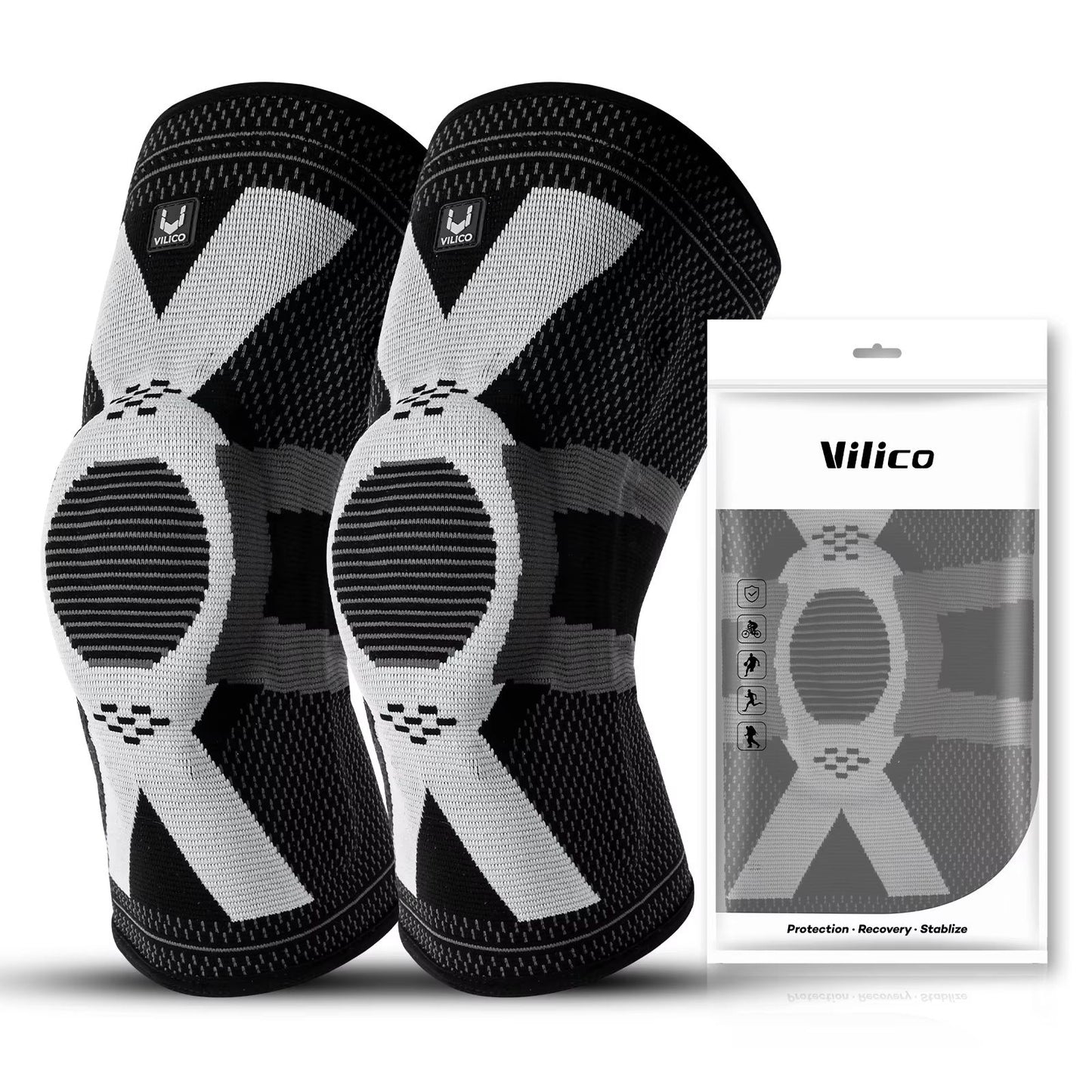 Fitness Knee Brace With Silicone Padding  Compression Support Sleeve For Sports And Joint Protectio 8