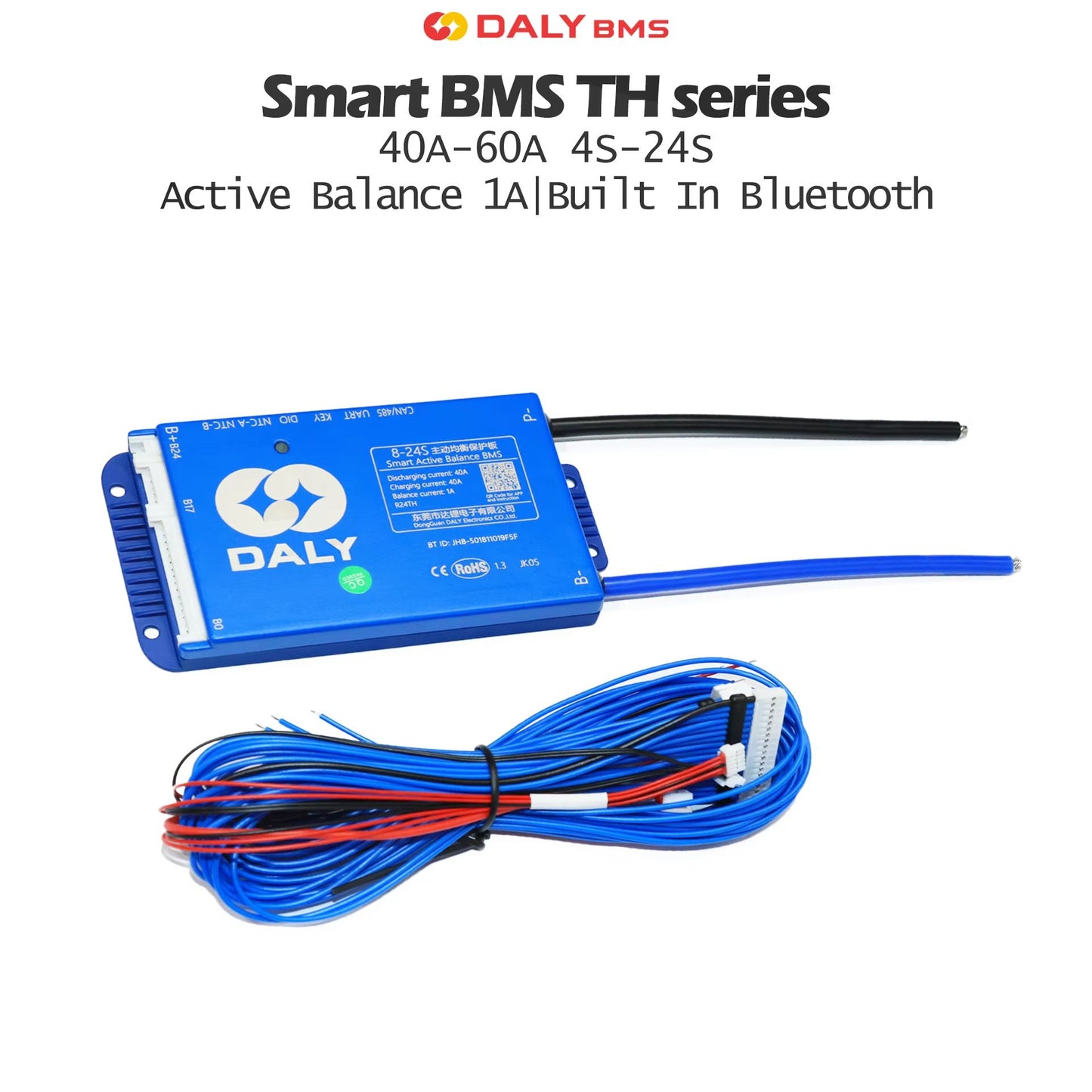 Daly Smart BMS with Bluetooth – Active Balance System for LiFePO4, Li-ion, LTO & NMC Batteries