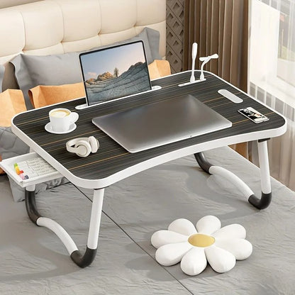 Portable Laptop Desk With USB Light Small Fan Cup Holder Tablet Slot And Lifting Handle 10