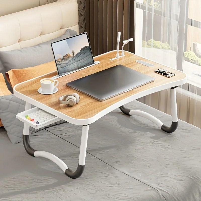 Portable Laptop Desk With USB Light Small Fan Cup Holder Tablet Slot And Lifting Handle 1