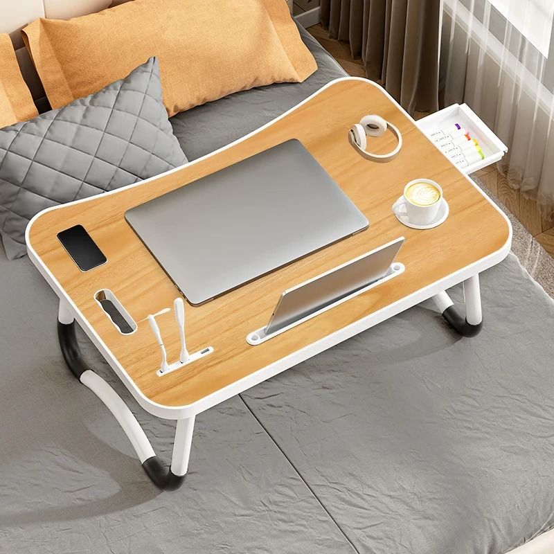 Portable Laptop Desk With USB Light Small Fan Cup Holder Tablet Slot And Lifting Handle 2