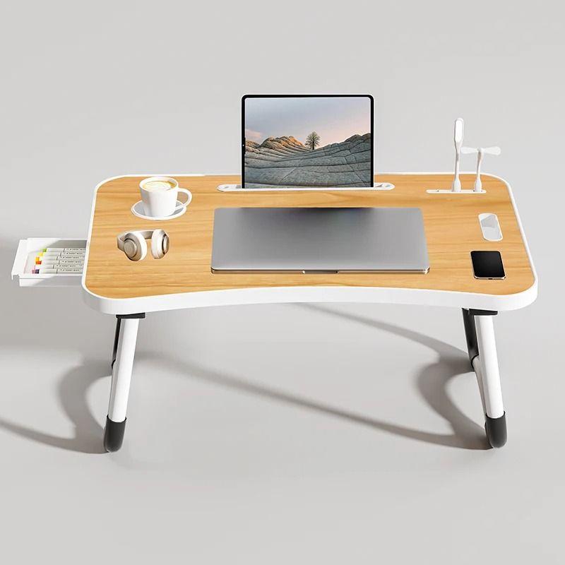 Portable Laptop Desk With USB Light Small Fan Cup Holder Tablet Slot And Lifting Handle 3