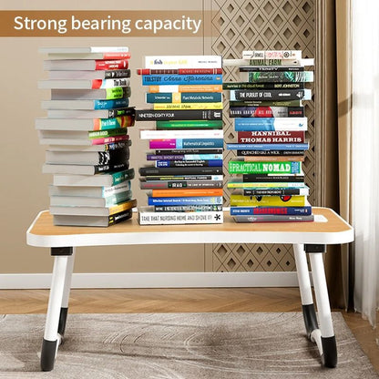Portable Laptop Desk With USB Light Small Fan Cup Holder Tablet Slot And Lifting Handle 4