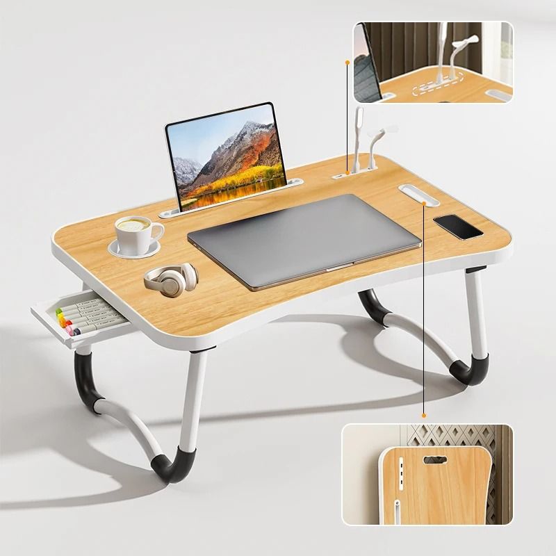 Portable Laptop Desk With USB Light Small Fan Cup Holder Tablet Slot And Lifting Handle 5