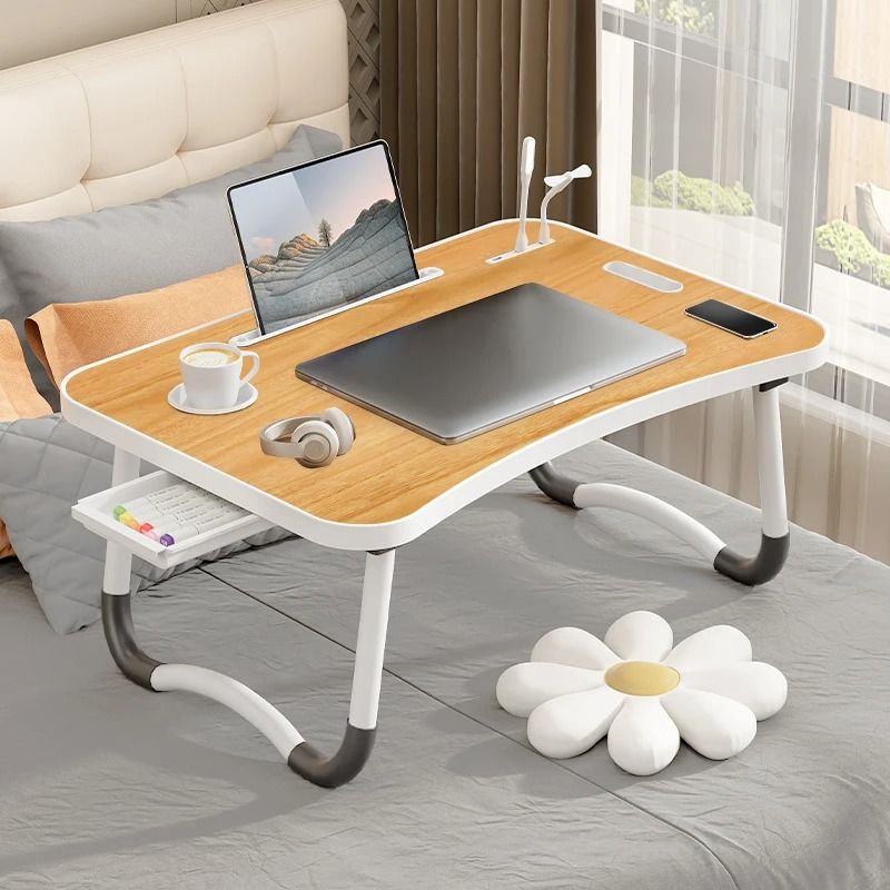 Portable Laptop Desk With USB Light Small Fan Cup Holder Tablet Slot And Lifting Handle 7