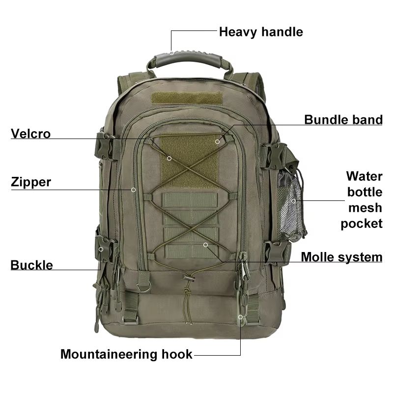 60L Tactical Backpack For Men  Expandable Military Hiking And Camping Rucksack 2