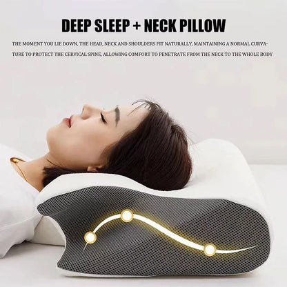 Memory Foam Side Sleeping Pillow Ergonomic Cervical Neck Support with Contour Design for Back and Side Sleepers
