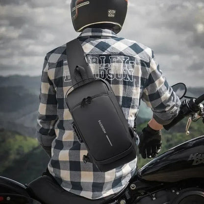 Men Crossbody Bag PU Leather AntiTheft Shoulder Chest Bag With USB Charging 6