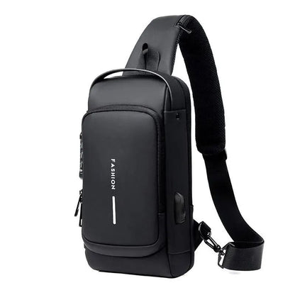 Men Crossbody Bag PU Leather AntiTheft Shoulder Chest Bag With USB Charging 8