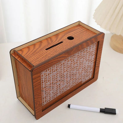 Wooden Euro Money Box With Saving Goals And Numbered Counter  Reusable Piggy Bank For Kids And Adul 2