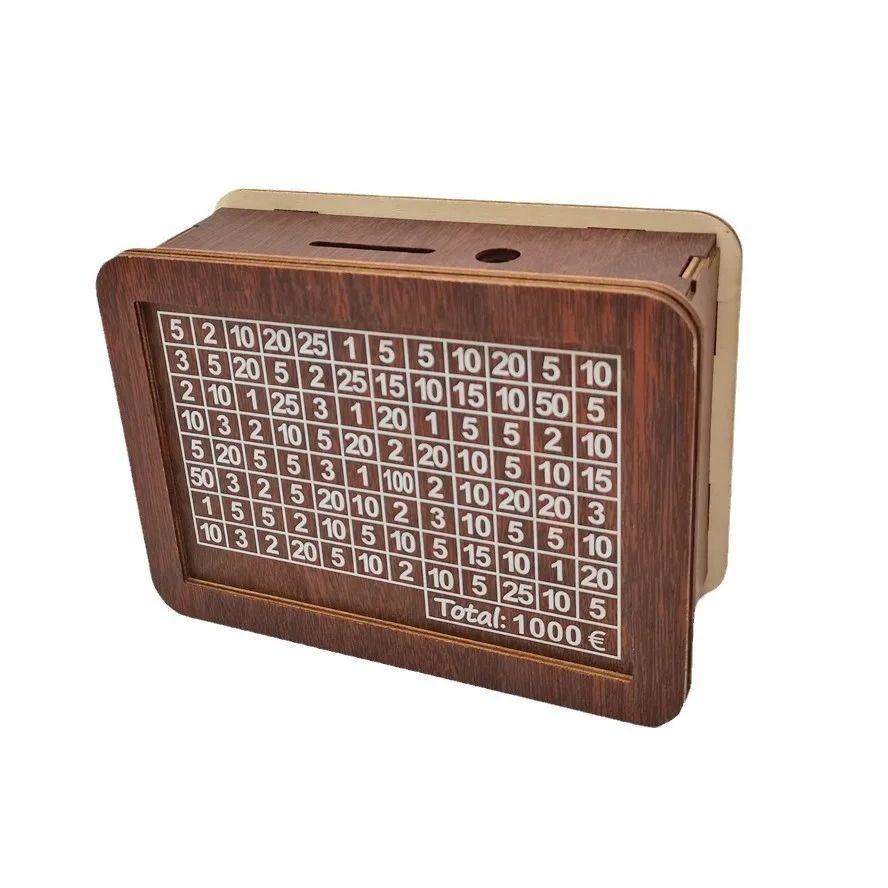 Wooden Euro Money Box With Saving Goals And Numbered Counter  Reusable Piggy Bank For Kids And Adul 8