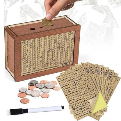 Wooden Euro Money Box With Saving Goals And Numbered Counter  Reusable Piggy Bank For Kids And Adul 13